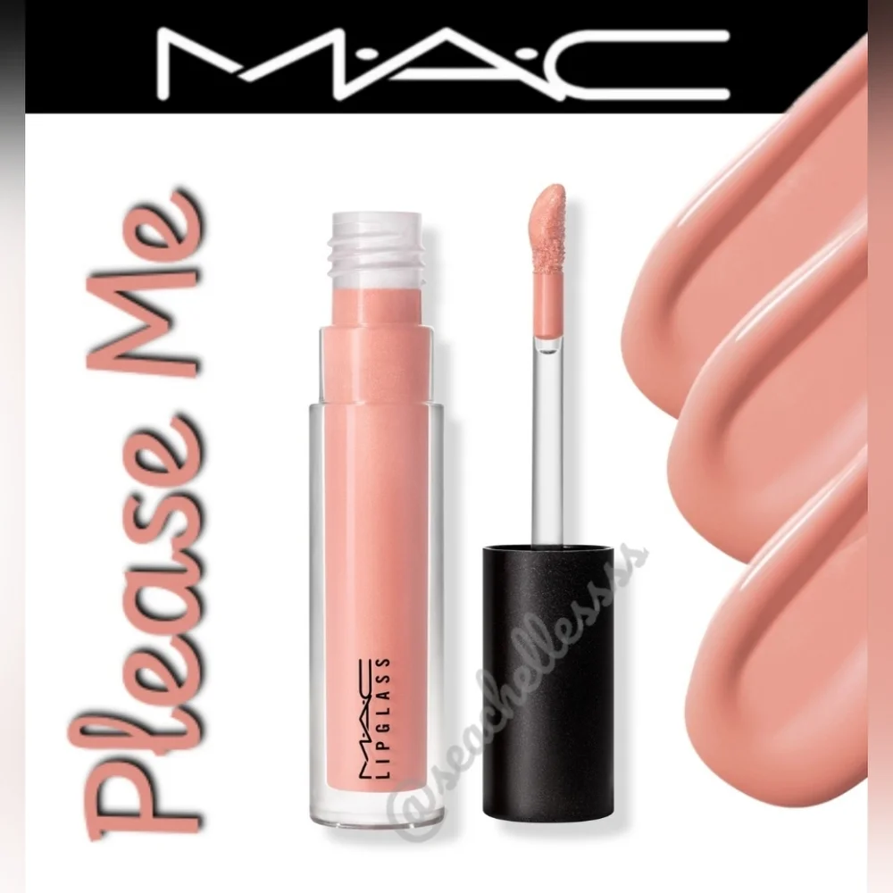 MAC Cosmetics Please Me Peachy Pink Lipglass with Glossy Finish Brand New